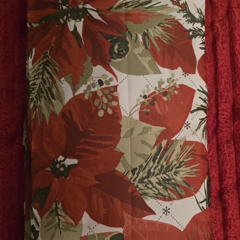 Festive Poinsettia Holiday Shower Curtain